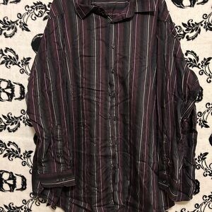 Elegant Striped Button-Down Shirt - Black and Purple